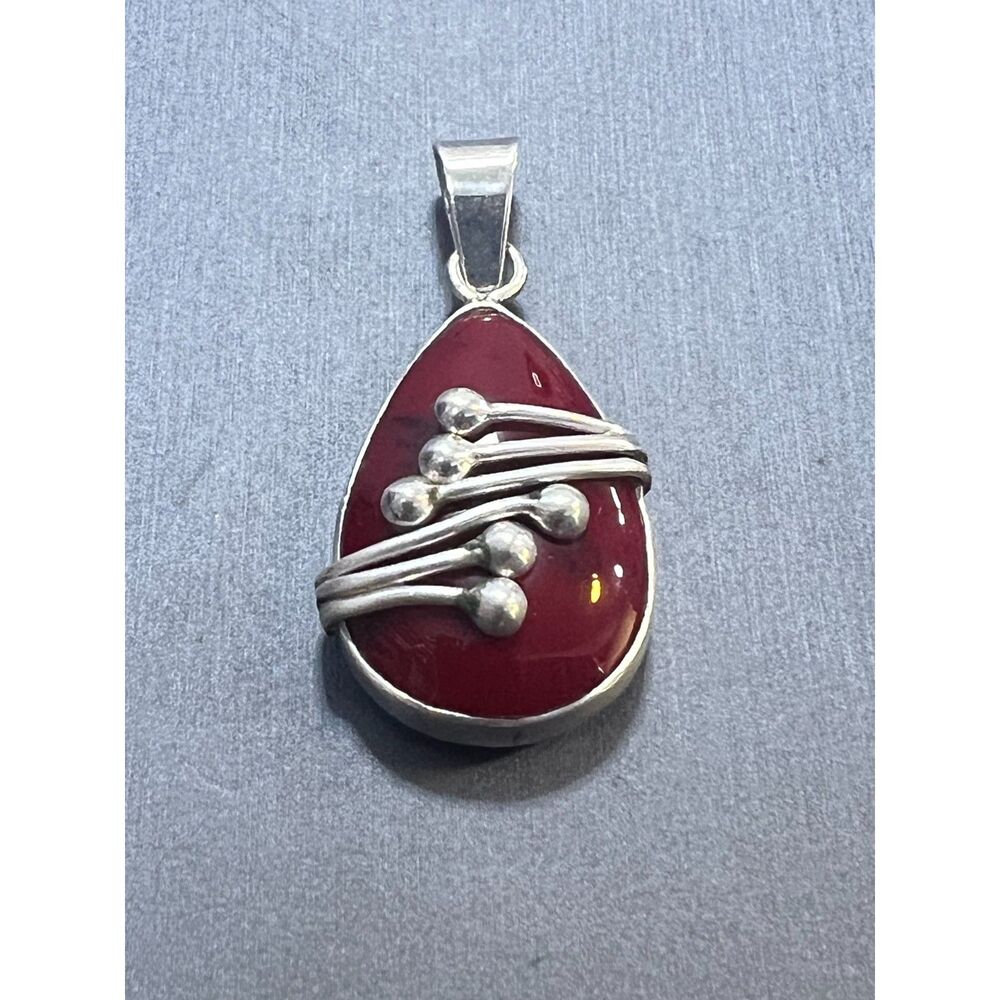 Vintage 925  Mexico Teardrop Jasper pendant